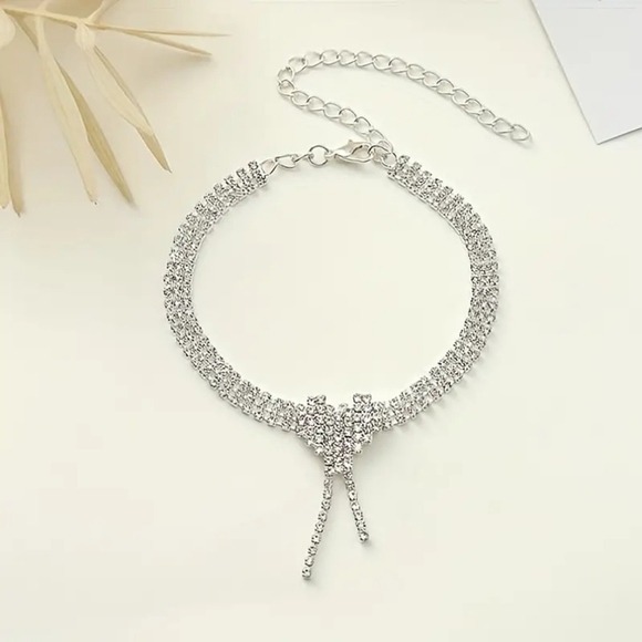 New Heart Rhinestone Anklet - Picture 2 of 3